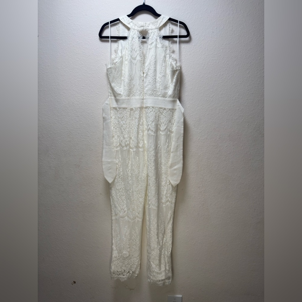 HARLYN Bridal White Lace Sleeveless Jumpsuit with full length pant size Medium - Picture 2 of 11